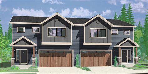 story duplex plans  garage craftsman townhouse houseplans ranch ft newt balcony