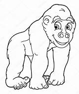 Gorilla Coloring Pages Cartoon Stock Baby Depositphotos Template Para Colorear Drawing Animales Silverback Color Kids Peligro Angry St2 Getdrawings Emblem sketch template