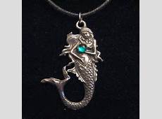 One Silver Pewter Gem Mermaid Pendant Necklace by cindyscharms