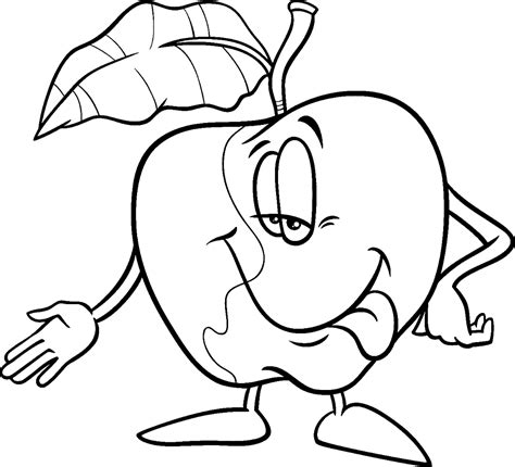 apple fruit cartoon coloring page  printable coloring pages