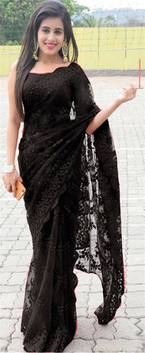 indian wedding and pary wear looking black designer sari mono net ethnic saree indians saree