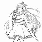 Coloring Pages Hair Kimono Girl Anime Long Wip Cute Printable Deviantart Drawing Color Template Mobile Sketch Getcolorings Print Gi sketch template
