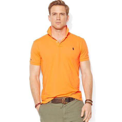 ralph lauren polo performance polo shirt  orange  men lyst