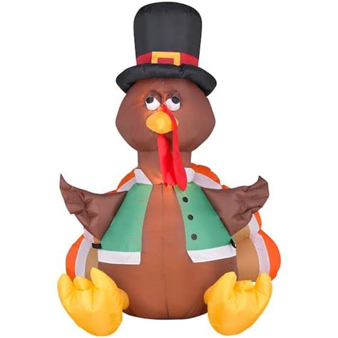 Home Accents Holiday 4 Ft Pre Lit Airblown Thanksgiving Turkey