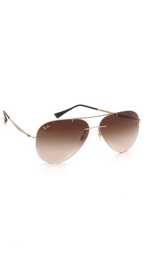 lyst ray ban light tech aviator sunglasses in metallic for men