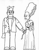 Frankenstein Bride Coloring Pages Halloween Line Drawing Getdrawings Part Terrible Corn Romance Clowns Candy Tuesday Wonderstrange sketch template