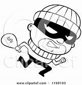 Burglar Cartoon Running Clipart Coloring Carrying Looking Cash Sack Back Thief Cory Thoman Outlined Vector Royalty Clipartof sketch template