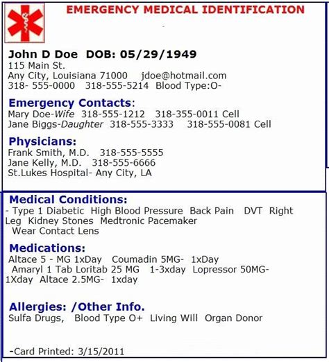 emergency card template   emergency card template beepmunk