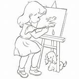 Easel Colouring sketch template
