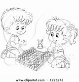 Chess Playing Boy Clipart Girl Illustration Outlined Happy Royalty Bannykh Alex Vector 2021 sketch template