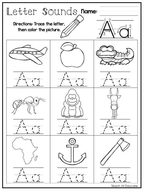 printable alphabet letter sounds worksheets preschool kdg etsy