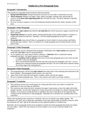 printable  paragraph essay outline template forms fillable
