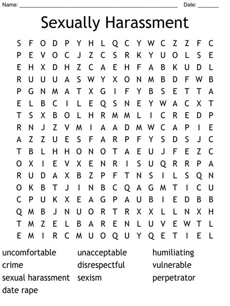 Sexually Harassment Word Search Wordmint