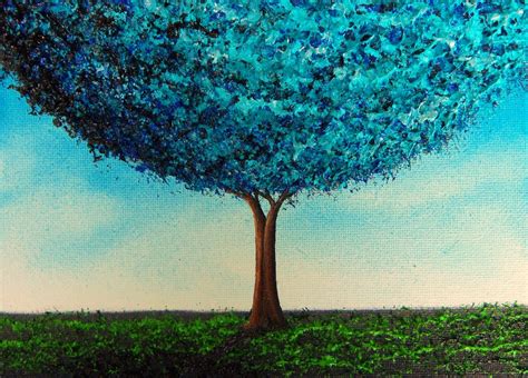 bing art  rachel bingaman modern painting  abstract tree art blue tree painting