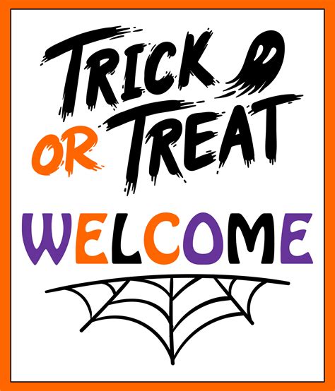 trick  treat sign halloween printable printableecom