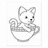Teacup Kitten Kittens Disney sketch template