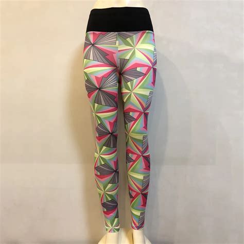 fashion 3d geometric printing leggings put hip fold elastic high waist