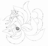 Fox Tailed Nine Tail Lineart Anime Coloring Pages Naru Goiku Template Deviantart sketch template