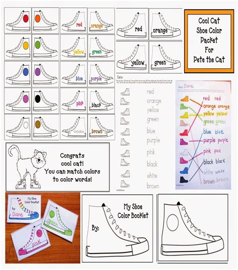pete  cat activities   love  white shoes classroom freebies
