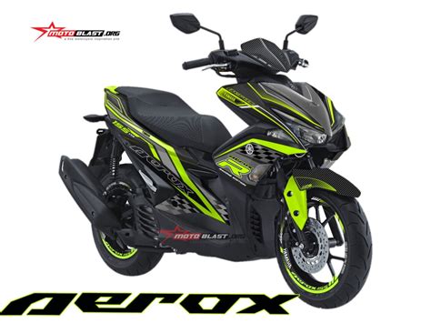 modifikasi striping yamaha aerox  black green techno racing motoblast