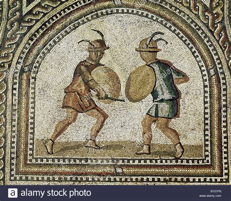 Fine Arts Ancient World Roman Empire Mosaic Gladiators