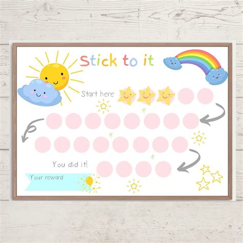 printable rainbow reward chart girls sticker chart etsy australia