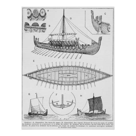 vintage viking naval ship history  diagram poster zazzlecom