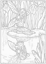 Dover Jugendstil Publications Fairies Colorear Erwachsene Hadas Ausmalen sketch template