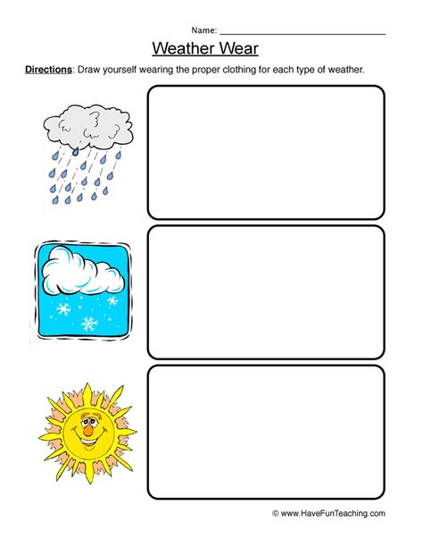 weather wear worksheet  fun teaching