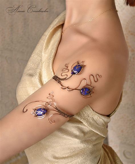 spiral upper arm wrapped bracelet upper arm cuff gold bracelet flower jewelry flower