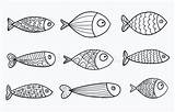 Pesci Pesce Illustrazione Acquario Raccolta Stilizzati Lineare Aquariumvissen Reeks Inzameling sketch template