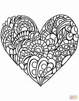 Coloring Heart Pages Zentangle Kids Printable Detailed Hearts Cool Double Color Adults Print Stuff Drawing Supercoloring Colorings Getcolorings Mandalas Paper sketch template