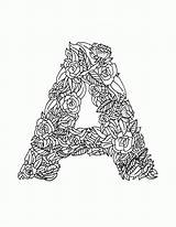 Coloring Pages Adult Letters Letter Adults Floral Kids Illustrated Rated Popular sketch template