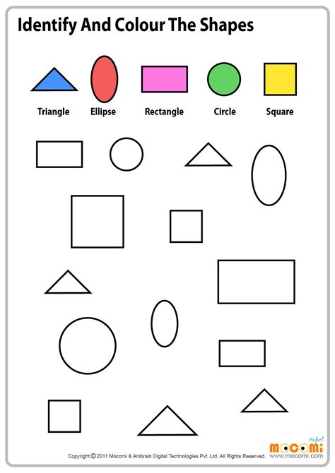 preschool color shapes worksheets   worksheets samples
