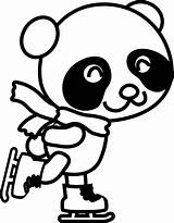 Panda Coloring Skating Clipart Colouring Pages Clip Ice Skate Figure Drawing Book Bear Openclipart Skates Christmas Clouds Sheet Animals Small sketch template