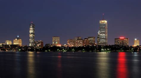 lighted  city  boston massachusetts  night image  stock photo public domain
