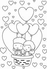 Coloring Pages Couple Cute Balloon Color Kids Printable Heart Sheets Valentine Print Bestcoloringpagesforkids Draw Getdrawings Getcolorings Air Books sketch template