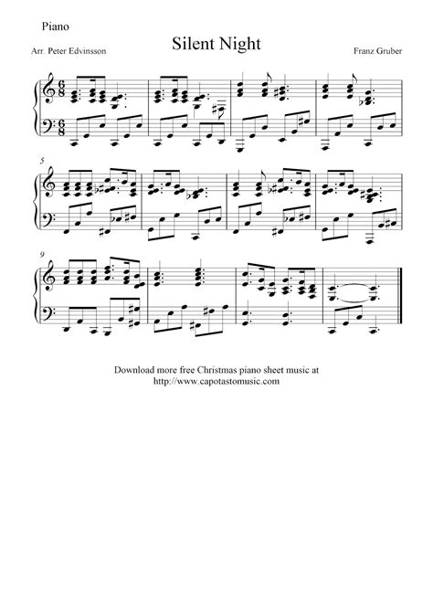 printable sheet   intermediate christmas piano sheet
