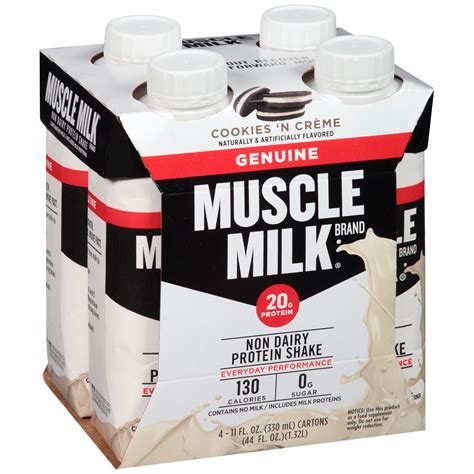 muscle milk genuine cookies  cream  dairy protein shake   fl oz cartons walmartcom