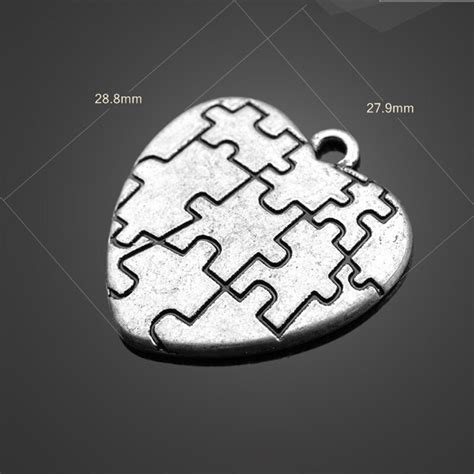 pcs high quality antique silver puzzle heart wing charm pendant  necklace charms alloy