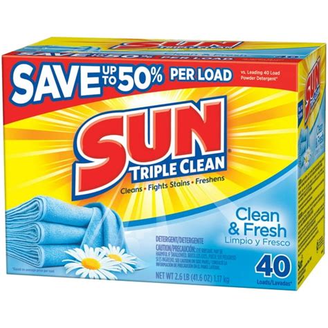 sun triple clean clean fresh laundry detergent  oz box
