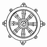 Wheel Dharma Symbols Buddhist Buddhism Tib Buddha Symbol sketch template