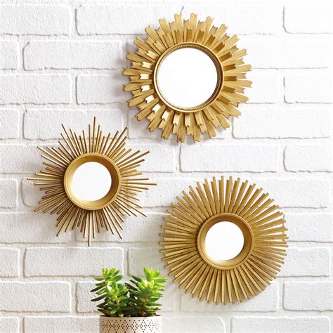 homes  gardens  piece gold sunburst mirror set