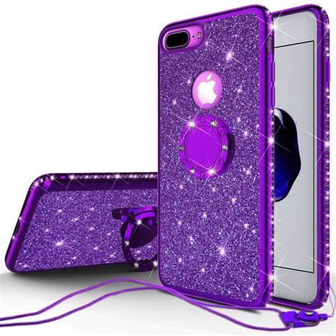 Glitter Cute Ring Stand Phone Case For Apple Iphone 7 Plus Case Bling