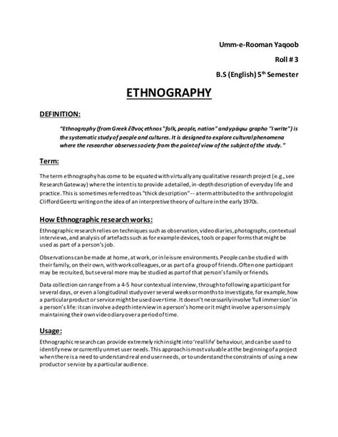 ethnographic interview paper  clinical ethnographic