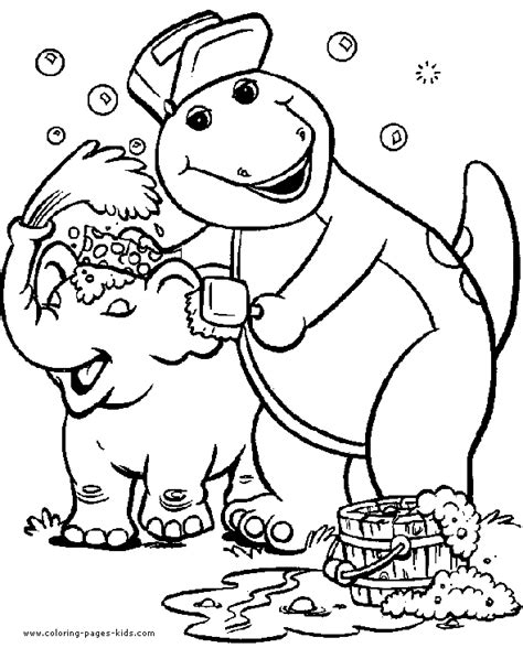 barney color page cartoon coloring pages  kids