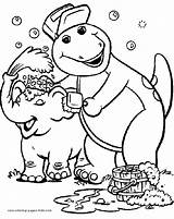 Barney Coloring Pages Printable Cartoon Kids Color Sheets Cartoons Character Sheet Dinosaur Children Print Characters Book Friends Show Elephant Found sketch template