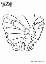 Pokemon Butterfree Coloring Pages Printable Kids sketch template