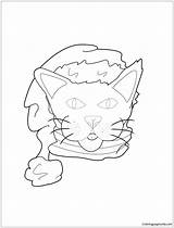 Santa Cat Hat Pages Coloring Christmas Holidays Color Coloringpagesonly sketch template