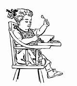 Clipart Highchair Child Eating Girl Publicdomainpictures sketch template